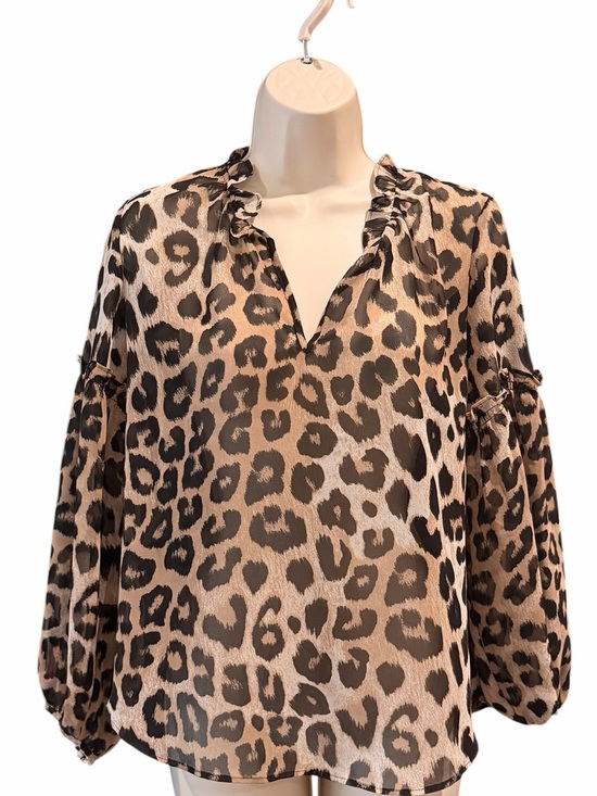 Banana Republic Tops - Banana Republic Leopard Print V-Neck Blouse - Beige and Black XS